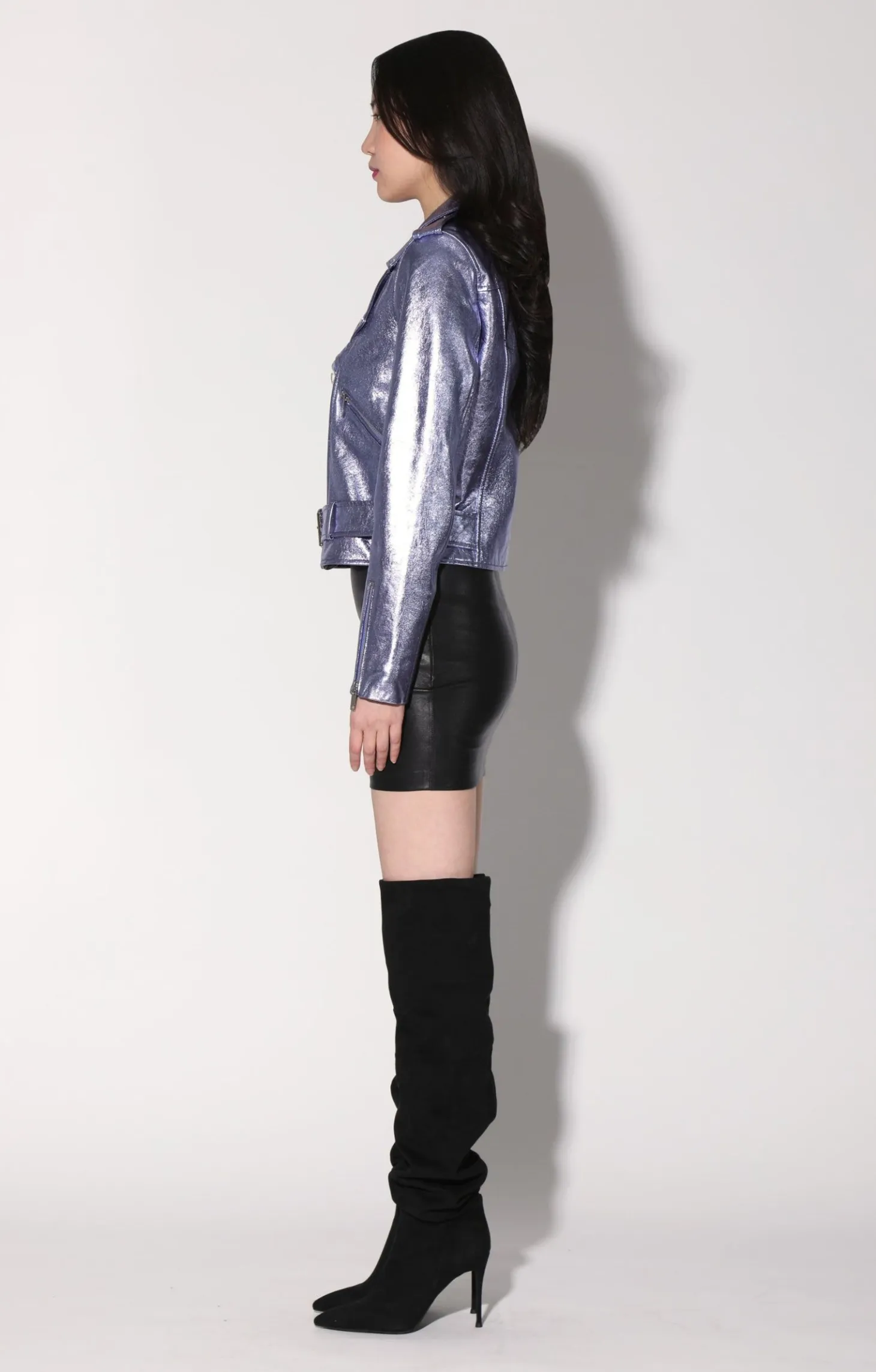 Allison Jacket, Peri Metallic-Leather>Walter Baker Shop