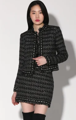 Carla Jacket, Tribeca Tweed Black Black>Walter Baker New