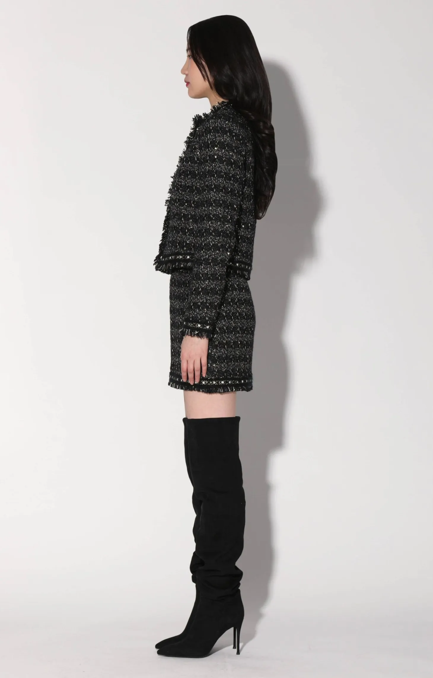 Carla Jacket, Tribeca Tweed Black Black>Walter Baker New