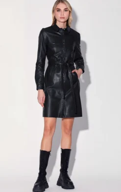 Clara Dress, Black-Leather>Walter Baker Fashion
