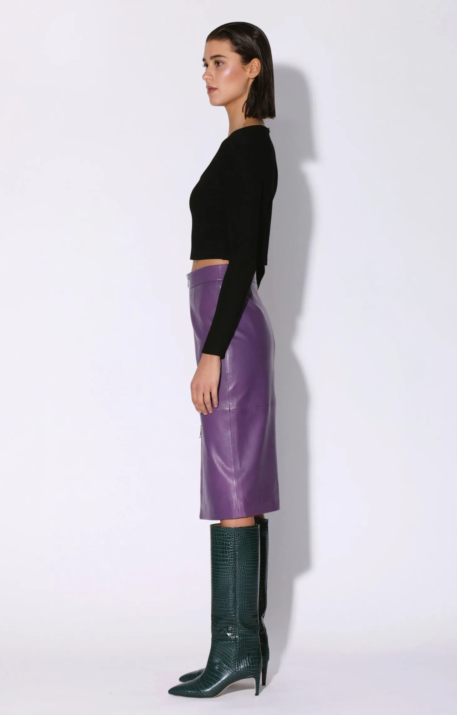 Galette Skirt, Amethyst-Leather>Walter Baker Shop