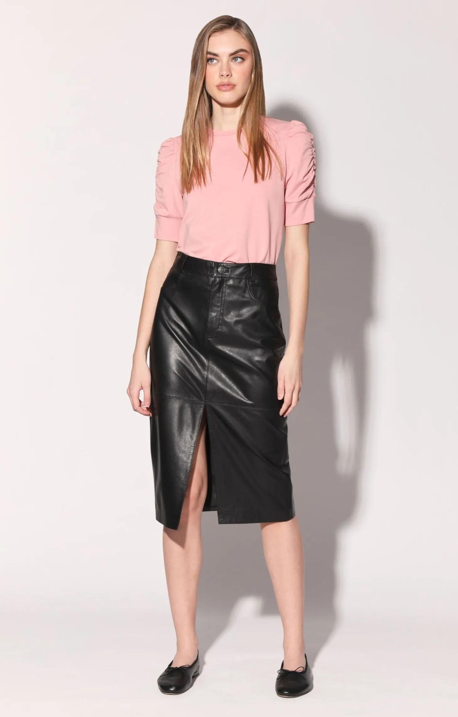 Glynice Skirt, Black-Leather>Walter Baker Shop