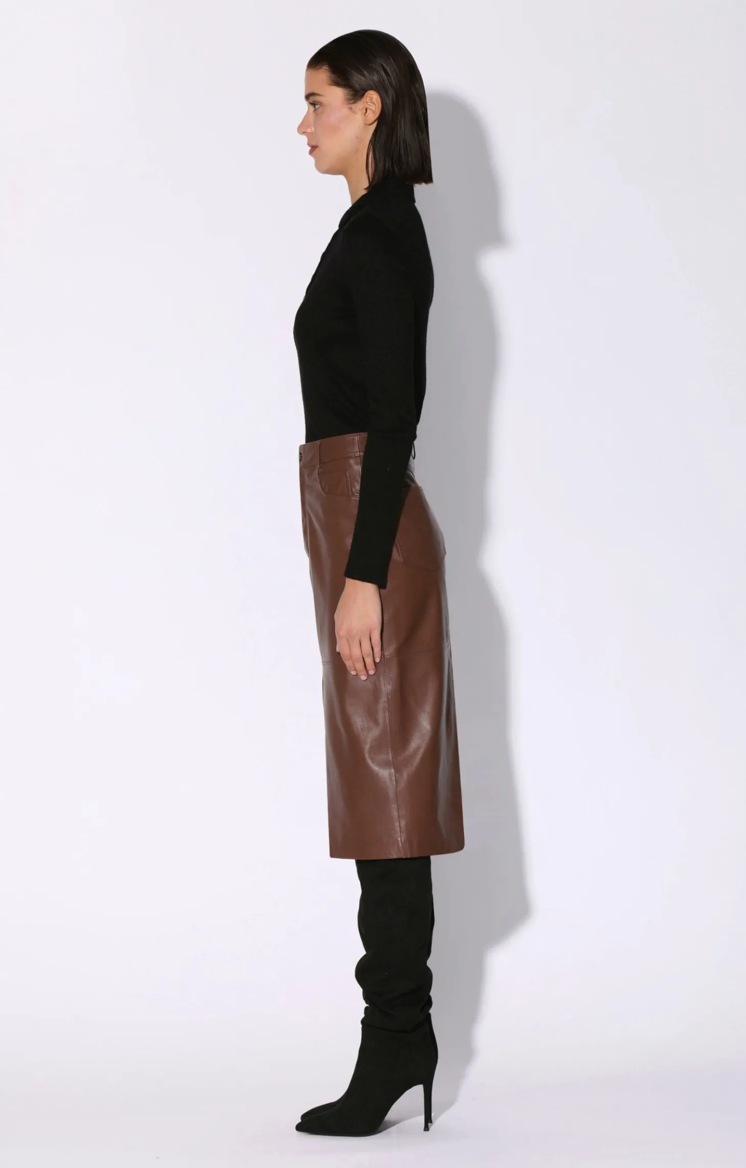Glynice Skirt, Walnut-Leather>Walter Baker Outlet