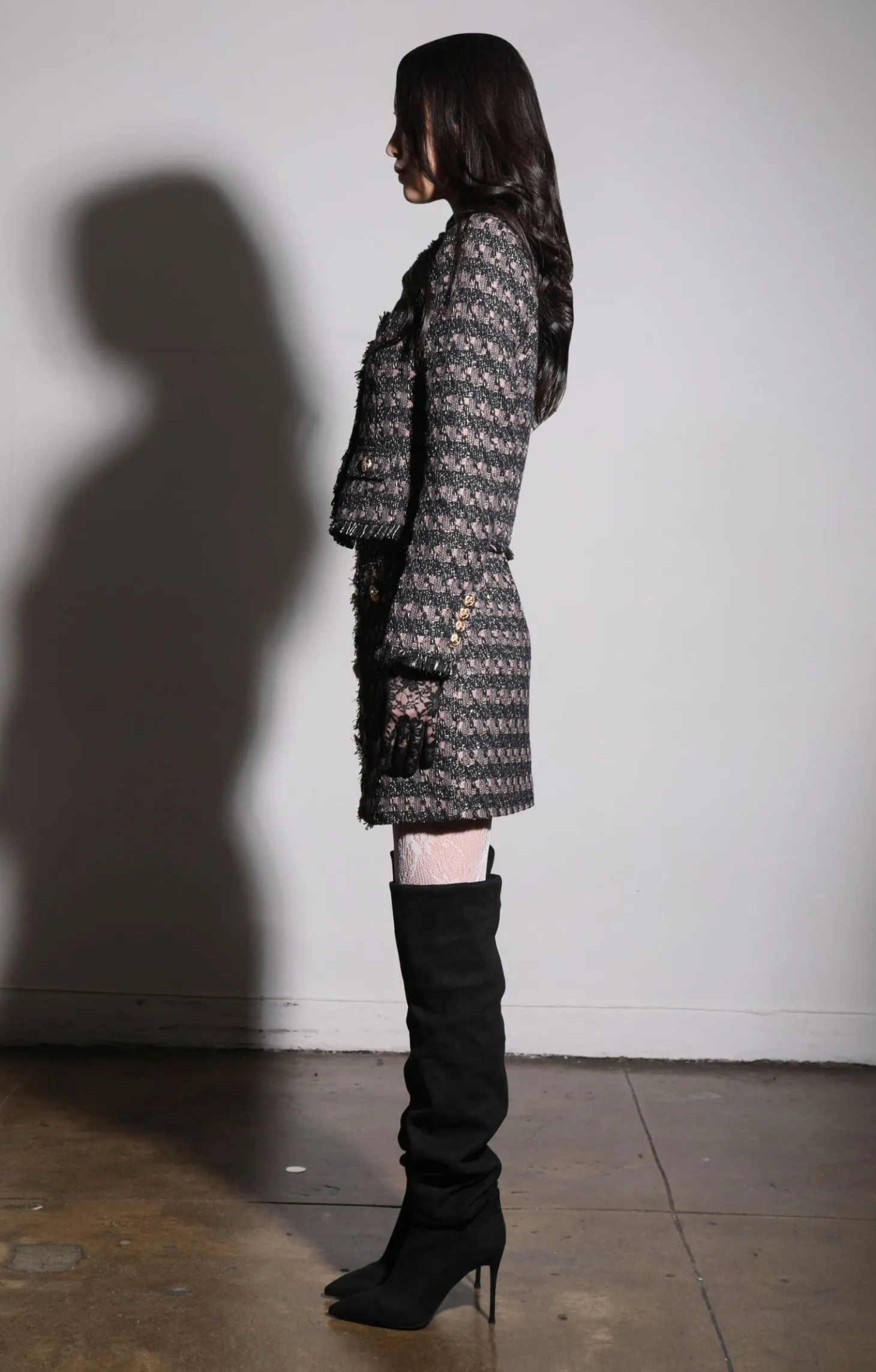 Inaya Jacket, Tribeca Tweed Black Blush>Walter Baker Cheap