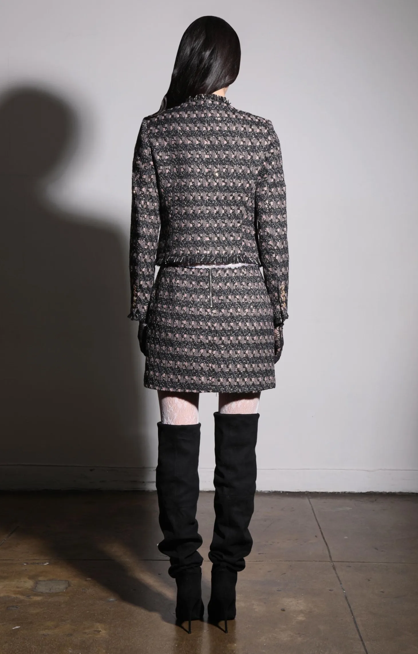 Inaya Jacket, Tribeca Tweed Black Blush>Walter Baker Cheap