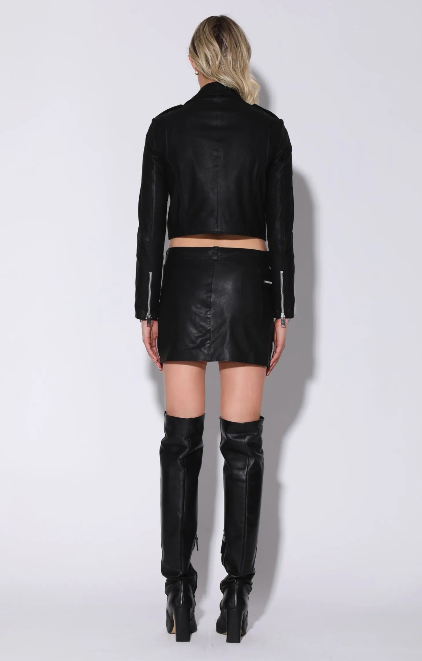 Jenny Jacket, Black Napalon-Leather>Walter Baker Store