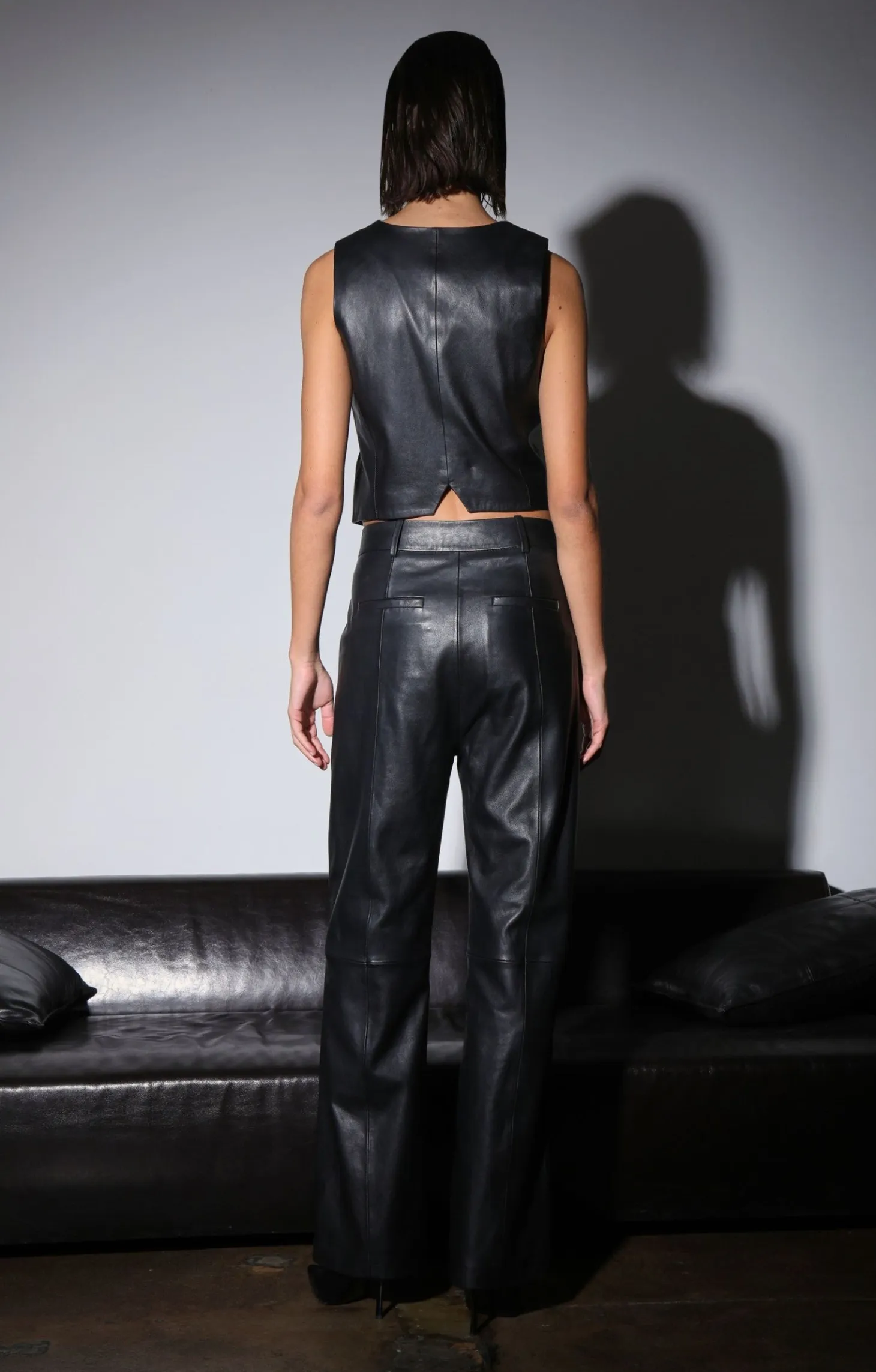 Leslee Vest, Black-Leather>Walter Baker New