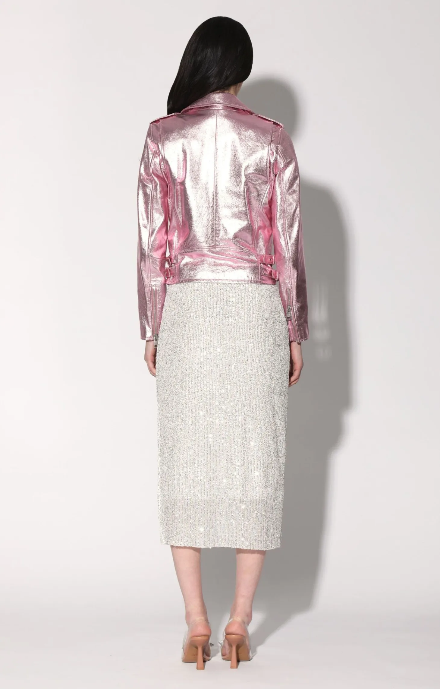 Liz Jacket, Pink Frost Metallic-Leather>Walter Baker Store