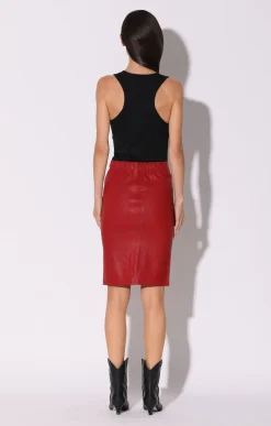 Mae Skirt, Red-Stretch Leather><noscript><img width=