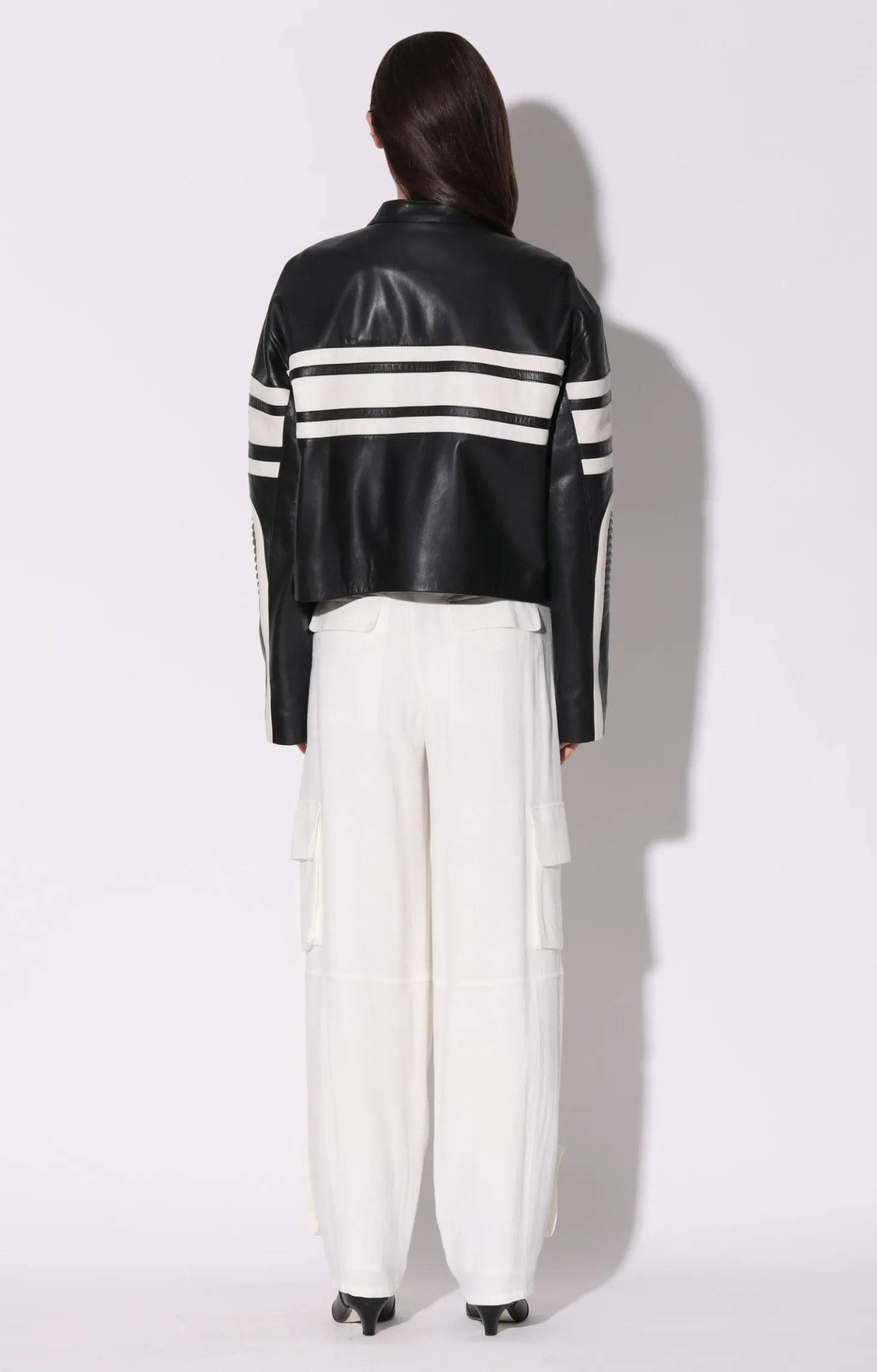 Matteo Jacket, Black White-Leather>Walter Baker Store