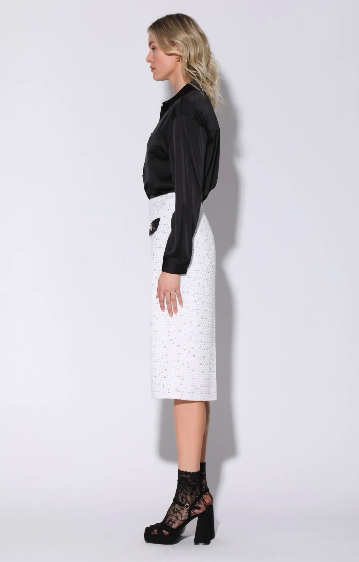 Melany Skirt, Parisian Tweed Combo>Walter Baker Outlet