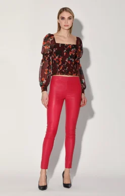 Roxanna Pant, Cerise-Stretch Leather>Walter Baker Cheap