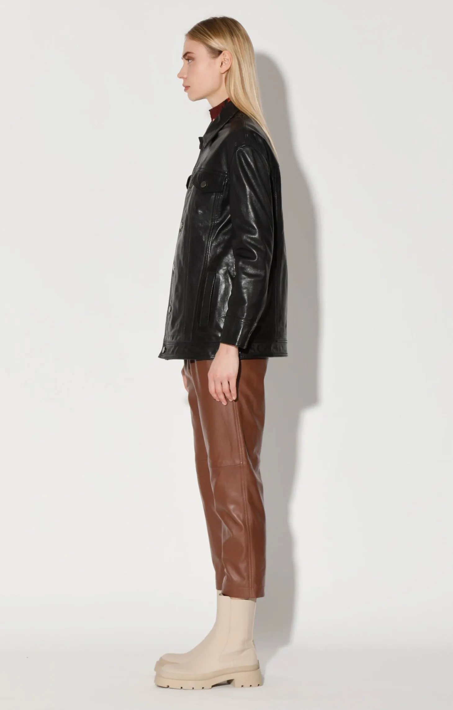 Sutton Jacket, Black-Vt Wash Leather>Walter Baker Cheap