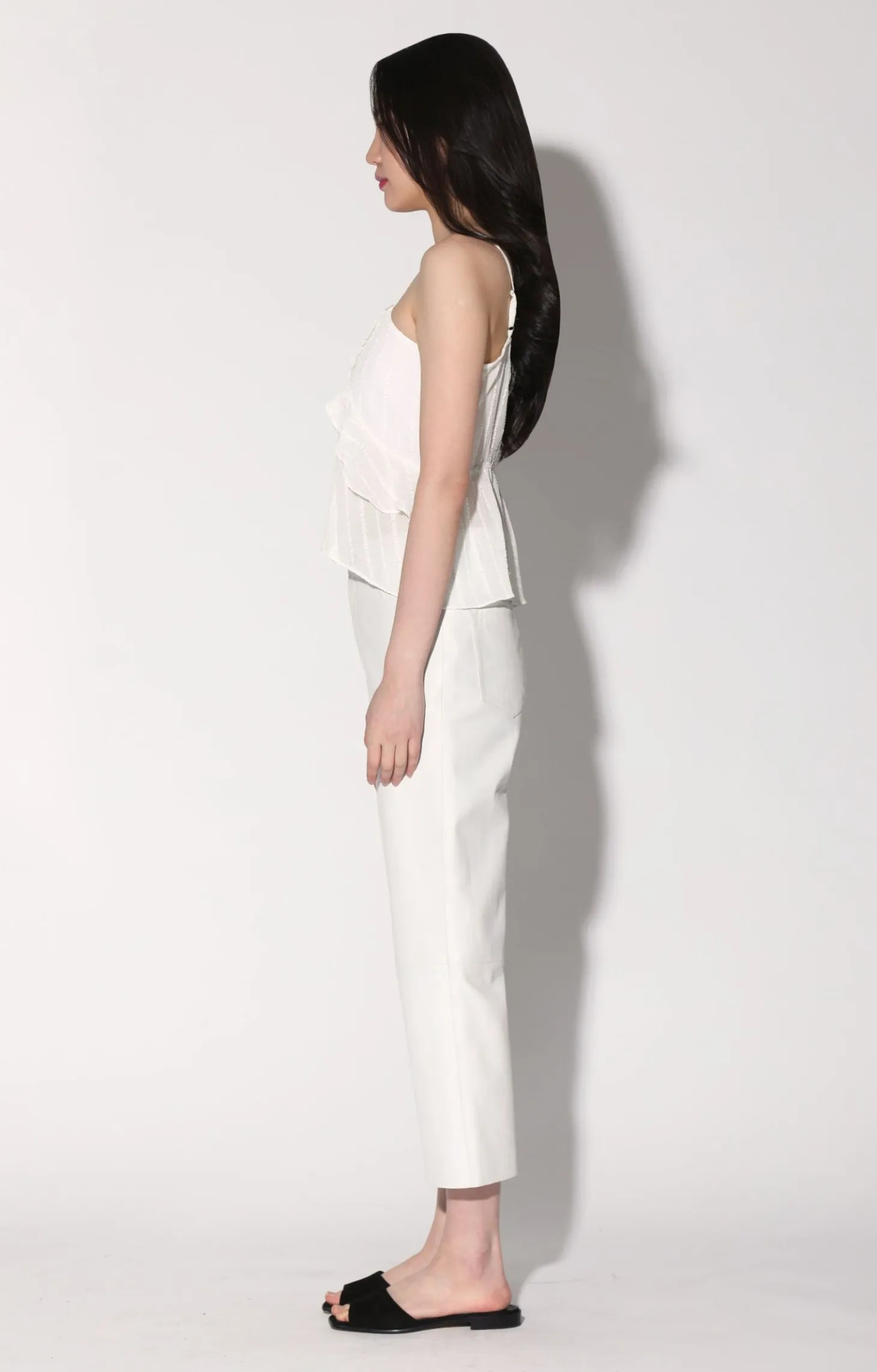 Venice Pant, Bright White-Leather>Walter Baker New